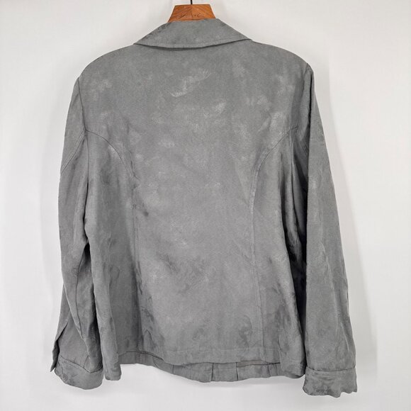 Chicos Womens Gray Button-Front top faux suede Size large  Long Sleeve - Picture 9 of 13